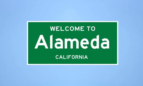 Alameda, Kalifornská hranice města. Městská značka z USA. — Stock fotografie