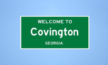 Covington, Georgia şehir sınırı tabelası. Amerika 'dan kasaba tabelası.