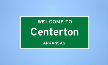 Centerton, Arkansas şehir sınırı tabelası. Amerika 'dan kasaba tabelası.
