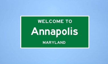Annapolis, Maryland şehir sınırı tabelası. Amerika 'dan kasaba tabelası.