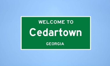 Cedartown, Georgia şehir sınırı tabelası. Amerika 'dan kasaba tabelası.
