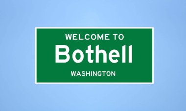 Bothell, Washington şehir sınırı tabelası. Amerika 'dan kasaba tabelası.