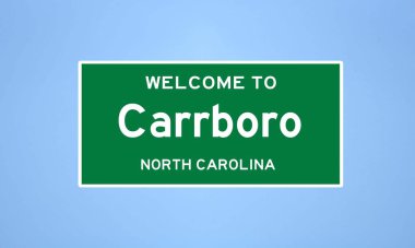 Carrboro, Kuzey Carolina şehir sınırı tabelası. Amerika 'dan kasaba tabelası.
