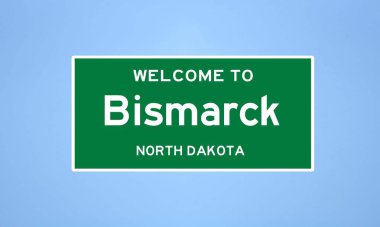 Bismarck, Kuzey Dakota şehir sınırı işareti. Amerika 'dan kasaba tabelası.