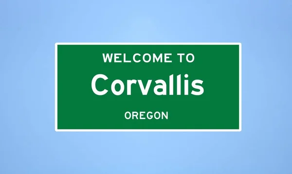 Corvallis, señal de límite de Oregon. Señal de la ciudad de los Estados Unidos. —  Fotos de Stock