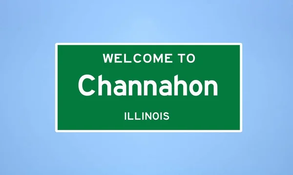 Channahon, Illinois város határtáblája. Városi jelzés az USA-ból. — Stock Fotó