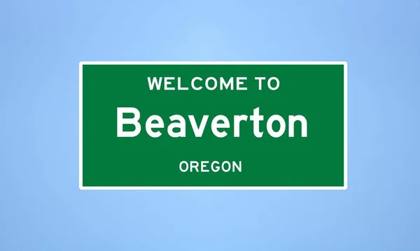 Beaverton, Oregon város határtáblája. Városi jelzés az USA-ból. — Stock Fotó
