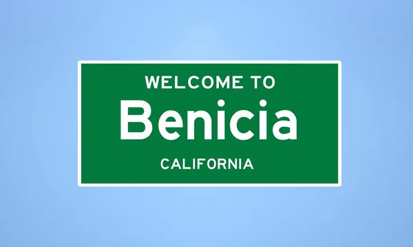 Señal límite de Benicia, California. Señal de la ciudad de los Estados Unidos. —  Fotos de Stock
