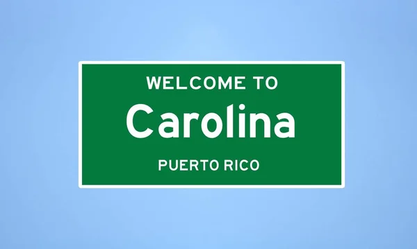 Carolina, Puerto Rico város határjelzése. Városi jelzés az USA-ból. — Stock Fotó