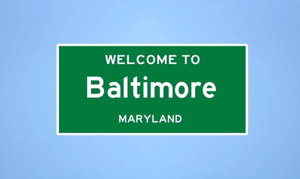 Baltimore, Maryland şehir sınırı tabelası. Amerika 'dan kasaba tabelası.