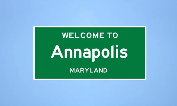 Annapolis, Maryland şehir sınırı tabelası. Amerika 'dan kasaba tabelası.