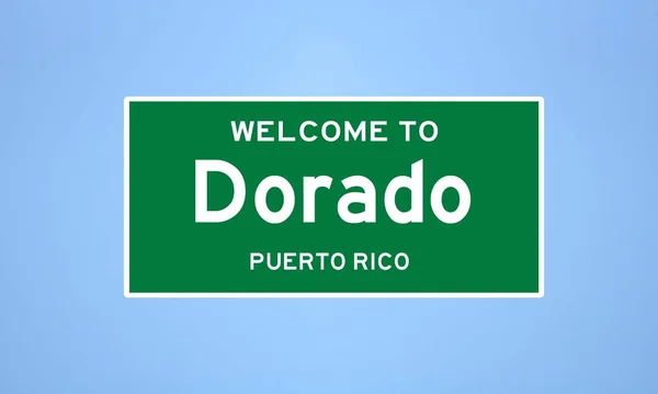 도라도, 푸에르토리코 도시 한계선 표지판. 미국에서 온 마을 표지. — 스톡 사진