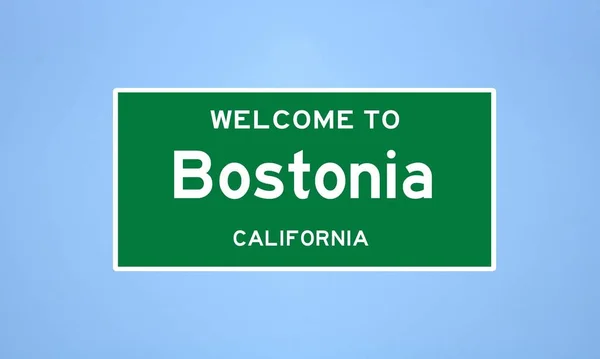 Bostonia, kaliforniai határ tábla. Városi jelzés az USA-ból. — Stock Fotó
