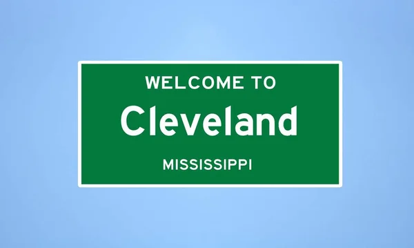 Cleveland, Mississippi városhatár jele. Városi jelzés az USA-ból. — Stock Fotó