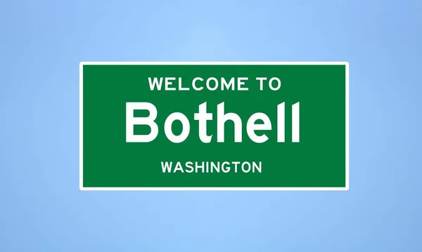 Bothell, Washington şehir sınırı tabelası. Amerika 'dan kasaba tabelası.