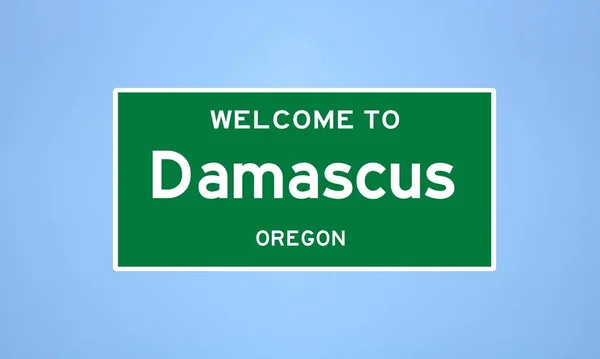 Damaskus, Oregons stadsgränsskylt. Stadsskylt från USA. — Stockfoto