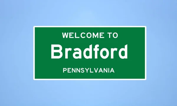 Bradford, Pennsylvania város határtáblája. Városi jelzés az USA-ból. — Stock Fotó