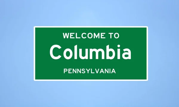Columbia, Pennsylvania város határátkelőhelye. Városi jelzés az USA-ból. — Stock Fotó
