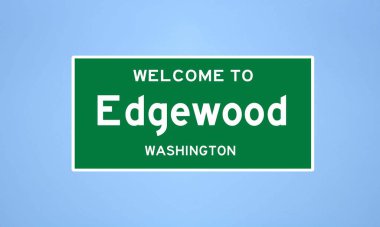 Edgewood, Washington şehir sınırı tabelası. Amerika 'dan kasaba tabelası.