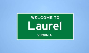 Laurel, Virginia şehir sınırı tabelası. Amerika 'dan kasaba tabelası.