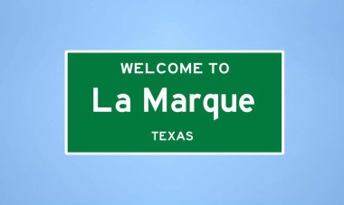 La Marque, Teksas şehir sınırı tabelası. Amerika 'dan kasaba tabelası.