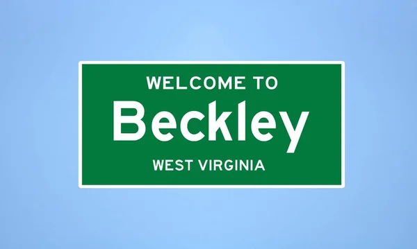 Beckley, Batı Virginia şehir sınırı tabelası. Amerika 'dan kasaba tabelası.