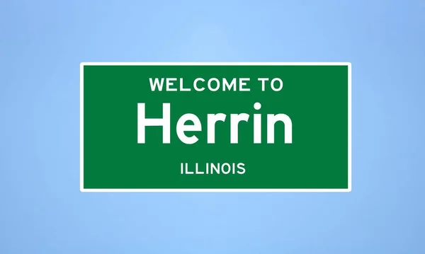 Herrin, Illinois Stadtgrenze Schild. Ortsschild aus den USA. — Stockfoto