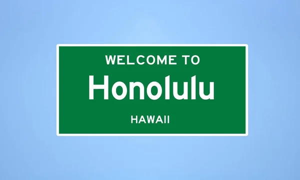 Honolulu, señal de límite de la ciudad de Hawaii. Señal de la ciudad de los Estados Unidos. —  Fotos de Stock