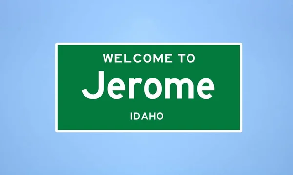 Jerome, segno di confine dell'Idaho. Segnale della città dagli Stati Uniti. — Foto Stock