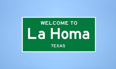 La Homa, Teksas şehir sınırı işareti. Amerika 'dan kasaba tabelası.