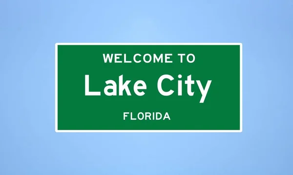 Lake City, Florida határátkelőhely. Városi jelzés az USA-ból. — Stock Fotó