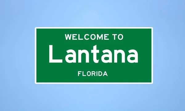 Lantana, sinal de limite da cidade da Flórida. Assinatura da cidade dos EUA. — Fotografia de Stock