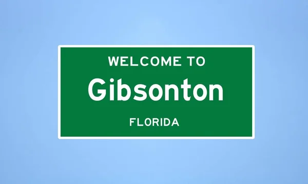 Gibsonton, sinal de limite da cidade da Flórida. Assinatura da cidade dos EUA. — Fotografia de Stock