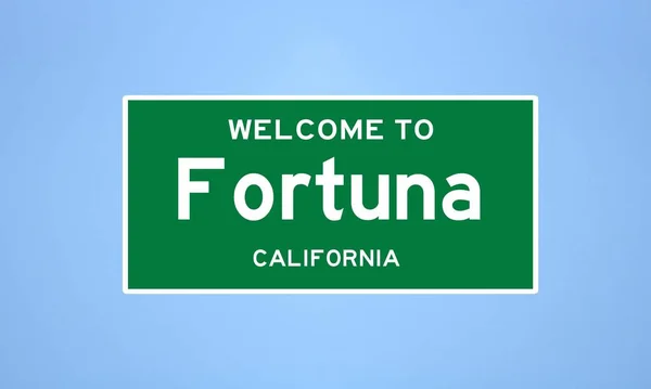 Signo de límite de Fortuna, California. Señal de la ciudad de los Estados Unidos. —  Fotos de Stock
