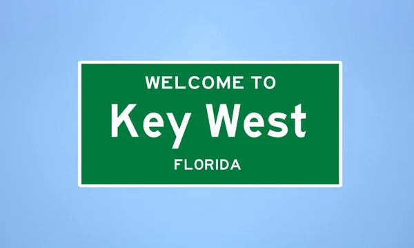 Key West, sinal de limite da cidade da Flórida. Assinatura da cidade dos EUA. — Fotografia de Stock