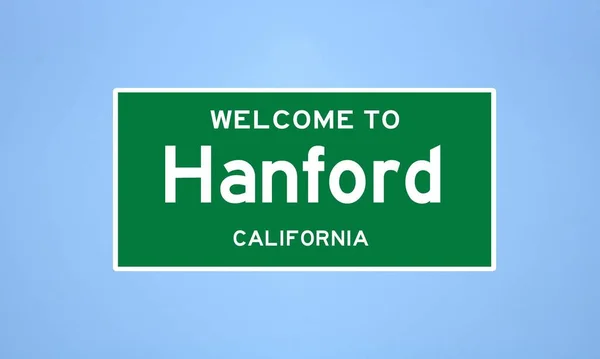 Señal límite de Hanford, California. Señal de la ciudad de los Estados Unidos. —  Fotos de Stock