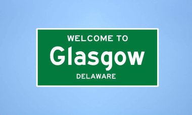Glasgow, Delaware şehir sınırı tabelası. Amerika 'dan kasaba tabelası.