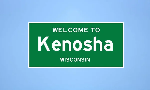 Kenosha, Wisconsin City Limitní značka. Městská značka z USA. — Stock fotografie