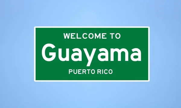 Гуаяма, Пуерто-Рико. Міський знак зі США. — стокове фото