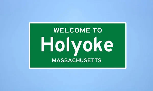 Holyoke, Massachusetts şehir sınırı tabelası. Amerika 'dan kasaba tabelası.