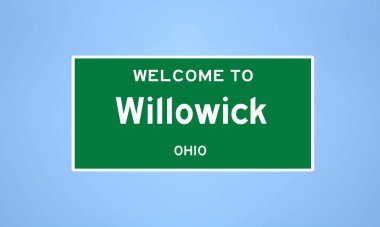Willowick, Ohio şehir sınırı tabelası. Amerika 'dan kasaba tabelası.