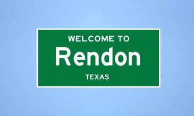 Rendon, Teksas şehir sınırı işareti. Amerika 'dan kasaba tabelası.
