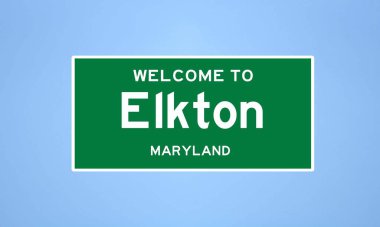 Elkton, Maryland şehir sınırı tabelası. Amerika 'dan kasaba tabelası.
