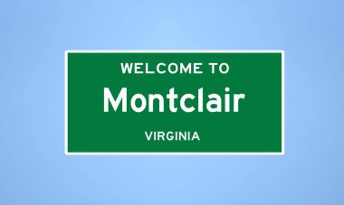 Montclair, Virginia şehir sınırı tabelası. Amerika 'dan kasaba tabelası.