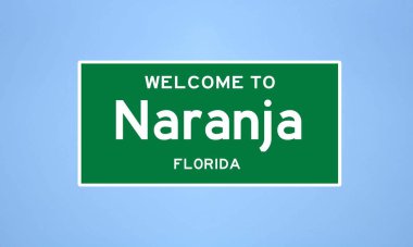 Naranja, Florida şehir sınırı tabelası. Amerika 'dan kasaba tabelası.