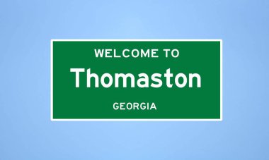 Thomaston, Georgia şehir sınırı tabelası. Amerika 'dan kasaba tabelası.