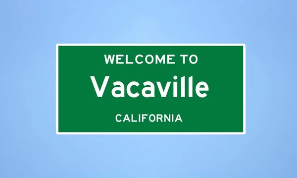 Vacaville, California şehir sınırı tabelası. Amerika 'dan kasaba tabelası.