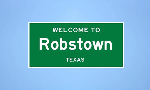 Robstown, Teksas şehir sınırı tabelası. Amerika 'dan kasaba tabelası.