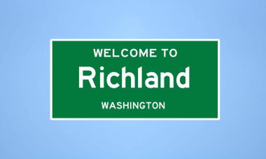 Richland, Washington şehir sınırı tabelası. Amerika 'dan kasaba tabelası.