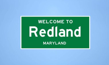 Redland, Maryland şehir sınırı tabelası. Amerika 'dan kasaba tabelası.